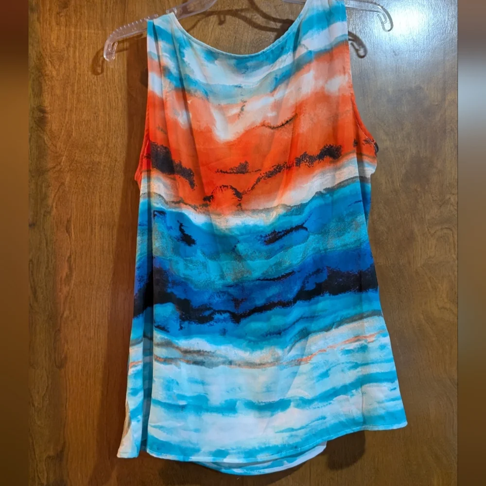 Worthington Vibrant Sleeveless Cowl Neck Top L - Picture 3 of 4